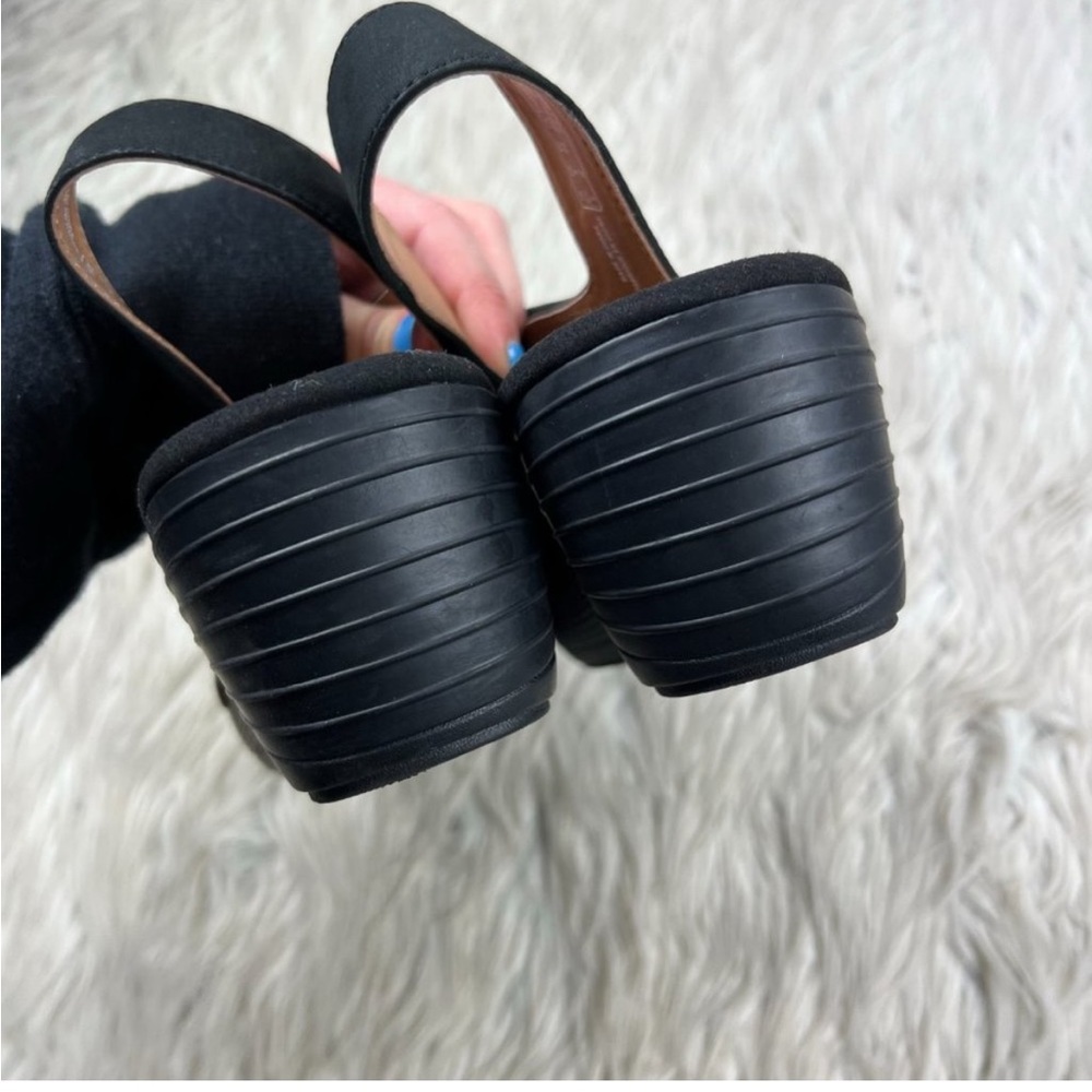 NWOT Clarks Collection Women's Black Nubuck Wedge Platform Sandals Velcro Sz 9 - Picture 7 of 8